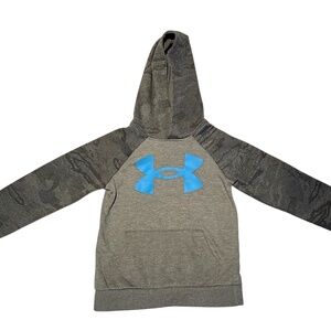 Under Armour Kids' Camo Sleeve Hoodie – Gray & Blue, Size Medium